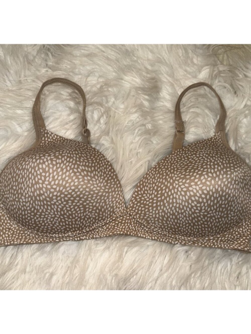 Warners 04003O Light Lift Bra Lightly Padded Wire Free Printed Womens 36B Beige - Picture 3 of 6